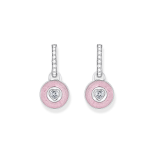 Thomas Sabo CR723-691-9 Silver hoop earrings w. pink pendant & zirconia , fülbevaló