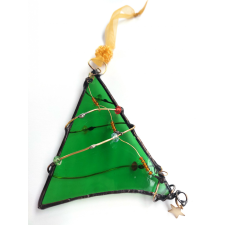  Tiffany üveg karácsonyfa ablakdísz csillaggal és gyönggyel ajándéktárgy