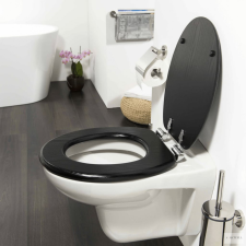 Tiger Blackwash fekete MDF finoman záródó WC-ülőke fürdőszoba kiegészítő
