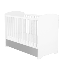 TIMBA Erik 70x140-es átalakítható kiságy ágyneműtartóval - Ezüst/Fehér kiságy, babaágy