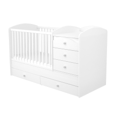 TIMBA Félix Maxi Kombi 5 Fiókos (70x120-as) - Fehér kiságy, babaágy