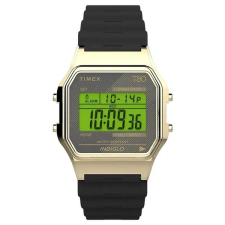 Timex T80 férfi digitális karóra, 34 mm, arany tok, fekete szíj karóra