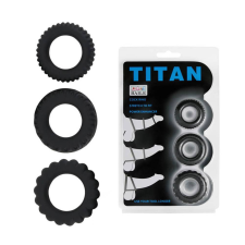 Titan 3 in 1 Silicone Rings Black péniszgyűrű