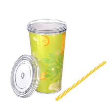 Titiz IRIS LIMESHAKE pohár tetővel, szívószállal 600ml AP-9444 konyhai eszköz