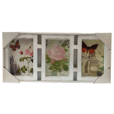  Több képes fali fényképkeret - fehér antikolt - 39x17 cm fényképkeret