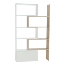  Többfunkciós könyvespolc, fehér/tölgy sonoma, ASTA bútor