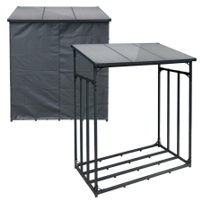  Toboli kültéri tűzifatároló 185x70x185cm védőburkolattal elöl/hátul kerti tárolás