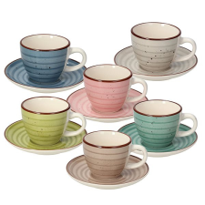 TOGNANA URBAN PASTEL kávéscsészekészlet csészealjjal, többszínű, 6 db, 90 ml bögrék, csészék