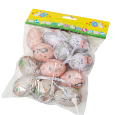  Tojás tavaszi mintával hungarocell 4cm 12db-os dekorációs kellék