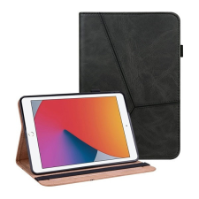 TokShop Apple iPad 10.2 (2019 / 2020 / 2021), mappa tok, stand, bőrhatású, koptatott, fekete tablet tok