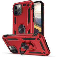 TokShop Motorola Moto G9 / G9 Play / E7 Plus, Műanyag hátlap védőtok, közepesen ütésálló, szilikon belső, telefontartó gyűrű, Defender, piros tok és táska