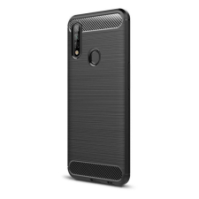 TokShop Oppo A31, Szilikon tok, közepesen ütésálló, szálcsiszolt, karbon minta, fekete tok és táska