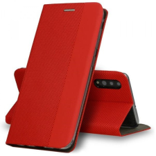 TokShop Samsung Galaxy A22 4G SM-A225F, Oldalra nyíló tok, stand, textil minta, BookCover, piros tok és táska