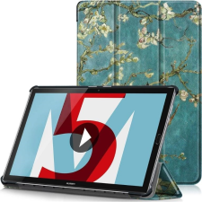 TokShop Samsung Galaxy Tab A9 (8.7) SM-X110 / X115, mappa tok, virág minta, Trifold, zöld/színes (TS1718) tablet tok