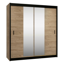  Tolóajtós szekrény, fekete/craft tölgy, 203x215 cm, CRAFT bútor