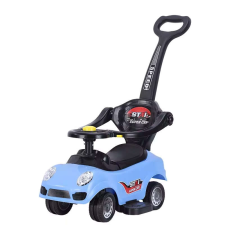  Tolókaros kisautó, 3 az 1-ben, zenélő-világító bébitaxi, kék lábbal hajtható járgány