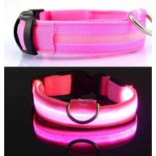  Tölthető világító éjszakai LED kutya nyakörv, pink, M nyakörv, póráz, hám kutyáknak