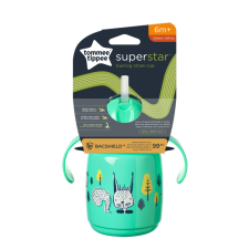  Tommee Tippee itatópohár - Superstar Training Straw Cup szívószálas 300ml 6hó zöld babaétkészlet