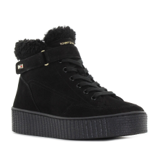 Tommy Hilfiger Faux Fur Nubuck fekete bélelt női cipő Méret:37