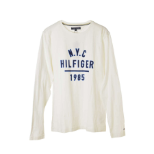 Tommy Hilfiger fehér, feliratos, hosszú ujjú férfi póló – M férfi póló