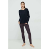 Tommy Hilfiger pamut pizsama logóhímzéssel, rózsaszín, sötétkék, L