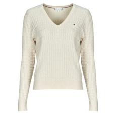 Tommy Hilfiger Pulóverek CO CABLE FINE GG V-NK LS SWT Bézs EU XS