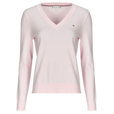 Tommy Hilfiger Pulóverek CO JERSEY STITCH LS V-NK SWEATER Rózsaszín EU XS női pulóver, kardigán