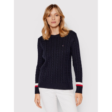 Tommy Hilfiger Sweater Cable WW0WW33885 Sötétkék Regular Fit női pulóver, kardigán