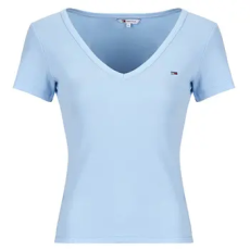 Tommy Jeans Rövid ujjú pólók TJW SLIM ESSENTIAL RIB V SS Kék EU S