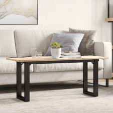  tömör fenyőfa és öntöttvas dohányzóasztal O-vázzal 110x40x45 cm bútor