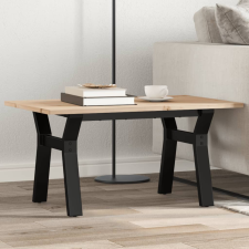 tömör fenyőfa és öntöttvas dohányzóasztal Y-vázzal 80x50x40 cm bútor