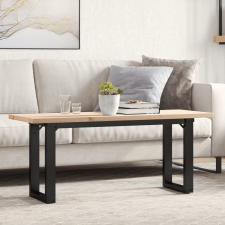  tömör fenyőfa és öntöttvas O-vázú dohányzóasztal 110x40x45,5 cm bútor