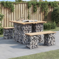  tömör fenyőfa gabion kerti pad 100x102x72 cm kerti bútor