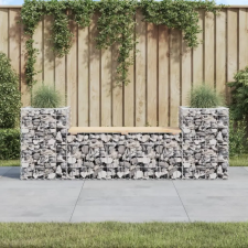  tömör fenyőfa gabion kerti pad 183x41x60,5 cm kerti bútor