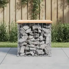  tömör fenyőfa gabion kerti pad 43x44x42 cm kerti bútor