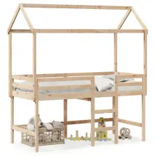 tömör fenyőfa galériaágy létrával és tetővel 80 x 200 cm ágy és ágykellék