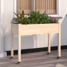 tömör fenyőfa kerekes ültetőláda béléssel 118x59x80 cm kerti tárolás
