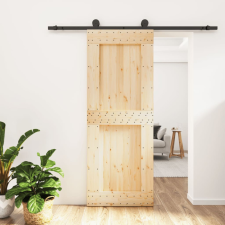 tömör fenyőfa tolóajtó fémszerelékszettel 80 x 210 cm építőanyag