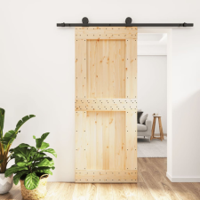 tömör fenyőfa tolóajtó fémszerelékszettel 85x210 cm építőanyag