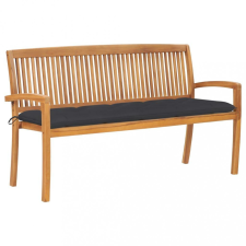 tömör tíkfa rakásolható kerti pad párnával 159 cm kerti bútor