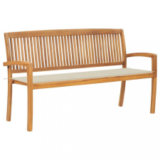 tömör tíkfa rakásolható kerti pad párnával 159 cm kerti bútor