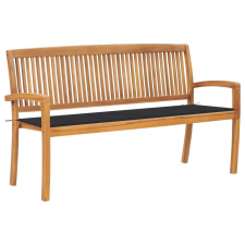 tömör tíkfa rakásolható kerti pad párnával 159 cm kerti bútor