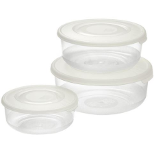  Tontarelli Ételtároló doboz szett, kerek, fehér, 3 db (8005989264384) uzsonnás doboz