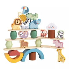 Tooky Toy : Fa egyensúlyozó- és toronyépítő játék – Állatok barkácsolás, építés