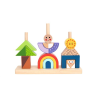 Tooky Toy : Fa Montessori építőjáték - Kirándulás nappal és éjjel