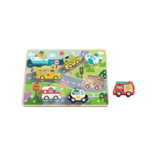 Tooky Toy Közelekedés forma kirakós fa játék puzzle 9db-os puzzle, kirakós
