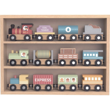 Tooky Toy : Mágneses Vonatok Játékszett - Fa, 12 Db (TH647N Lek) autópálya és játékautó