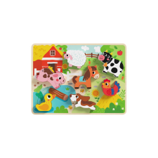 Tooky Toy TOOKY fapuzzle kirakó, forma illesztős, farmos 8dbos puzzle, kirakós