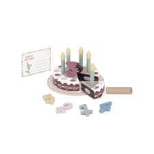 Tooky Toys Fa játék Szülinapi Torta szett - Pasztell színű konyhakészlet