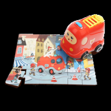Top Bright fa kirakós játék: tűzoltóautó 24 darabos puzzle, kirakós